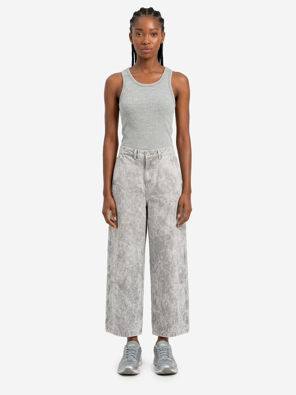 GIRLS OF DUST Chino a gamba ampia 'Atlantide' in tela color marmo Grigio Urbanstaroma