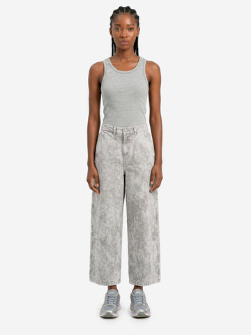 GIRLS OF DUST Chino a gamba ampia 'Atlantide' in tela color marmo Grigio