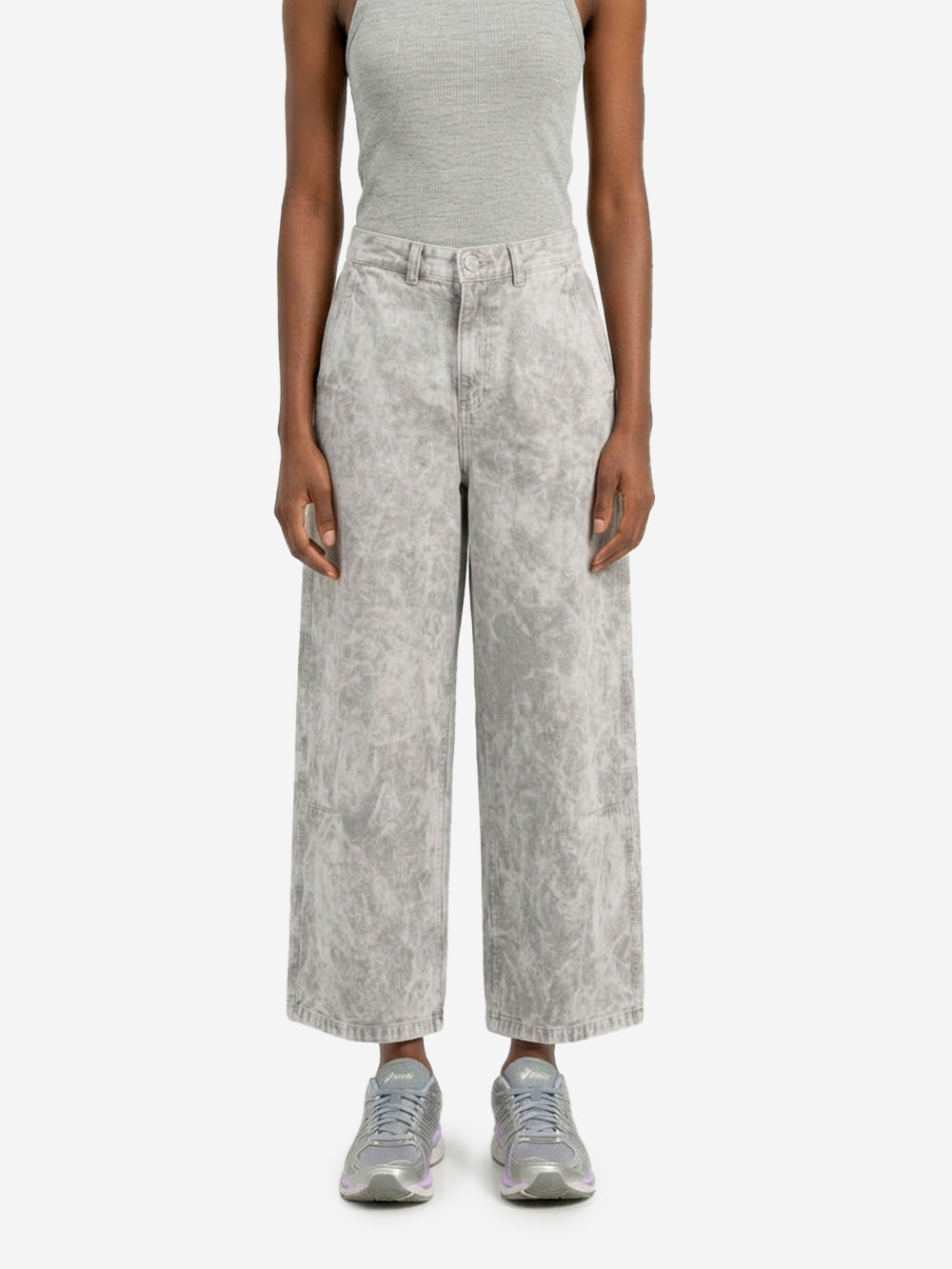 GIRLS OF DUST Chino a gamba ampia 'Atlantide' in tela color marmo Grigio Urbanstaroma