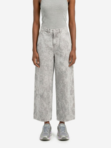 GIRLS OF DUST Chino a gamba ampia 'Atlantide' in tela color marmo Grigio