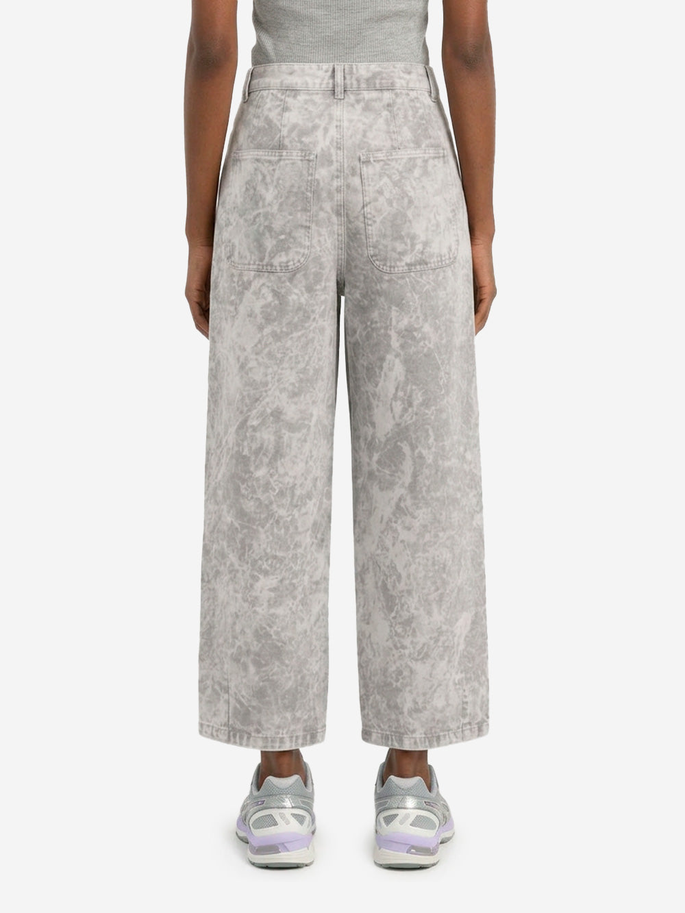 GIRLS OF DUST Chino a gamba ampia 'Atlantide' in tela color marmo Grigio Urbanstaroma