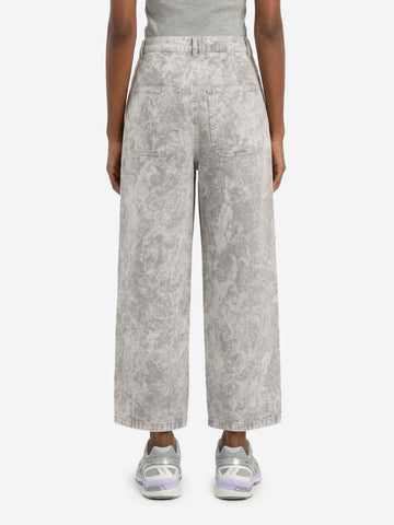 GIRLS OF DUST Chino a gamba ampia 'Atlantide' in tela color marmo Grigio