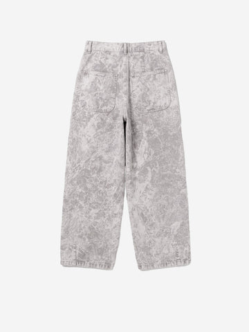 GIRLS OF DUST Chino a gamba ampia 'Atlantide' in tela color marmo Grigio