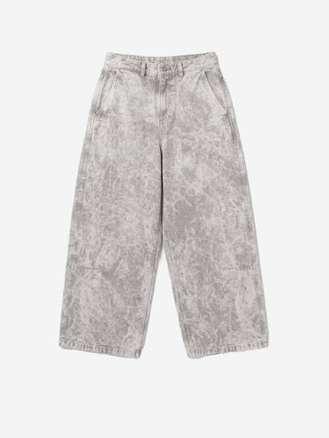 GIRLS OF DUST Chino a gamba ampia 'Atlantide' in tela color marmo Grigio