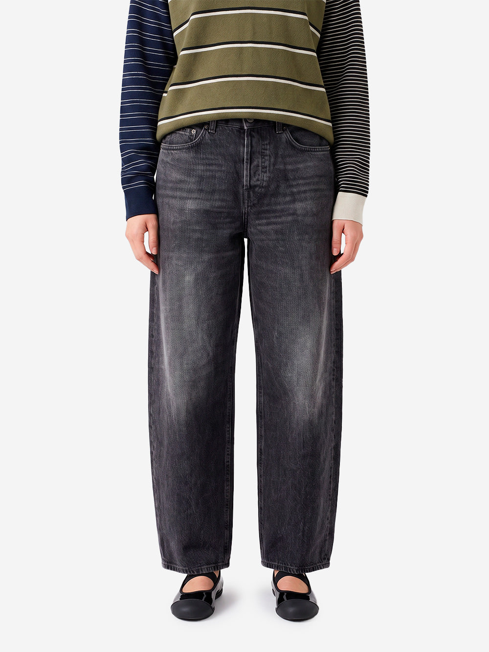 HAIKURE Jeans 'Bethany' neri cropped a gamba ampia Black Urbanstaroma