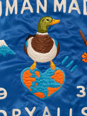 HUMAN MADE Giacca satinata blu con grafiche ricamate Blu