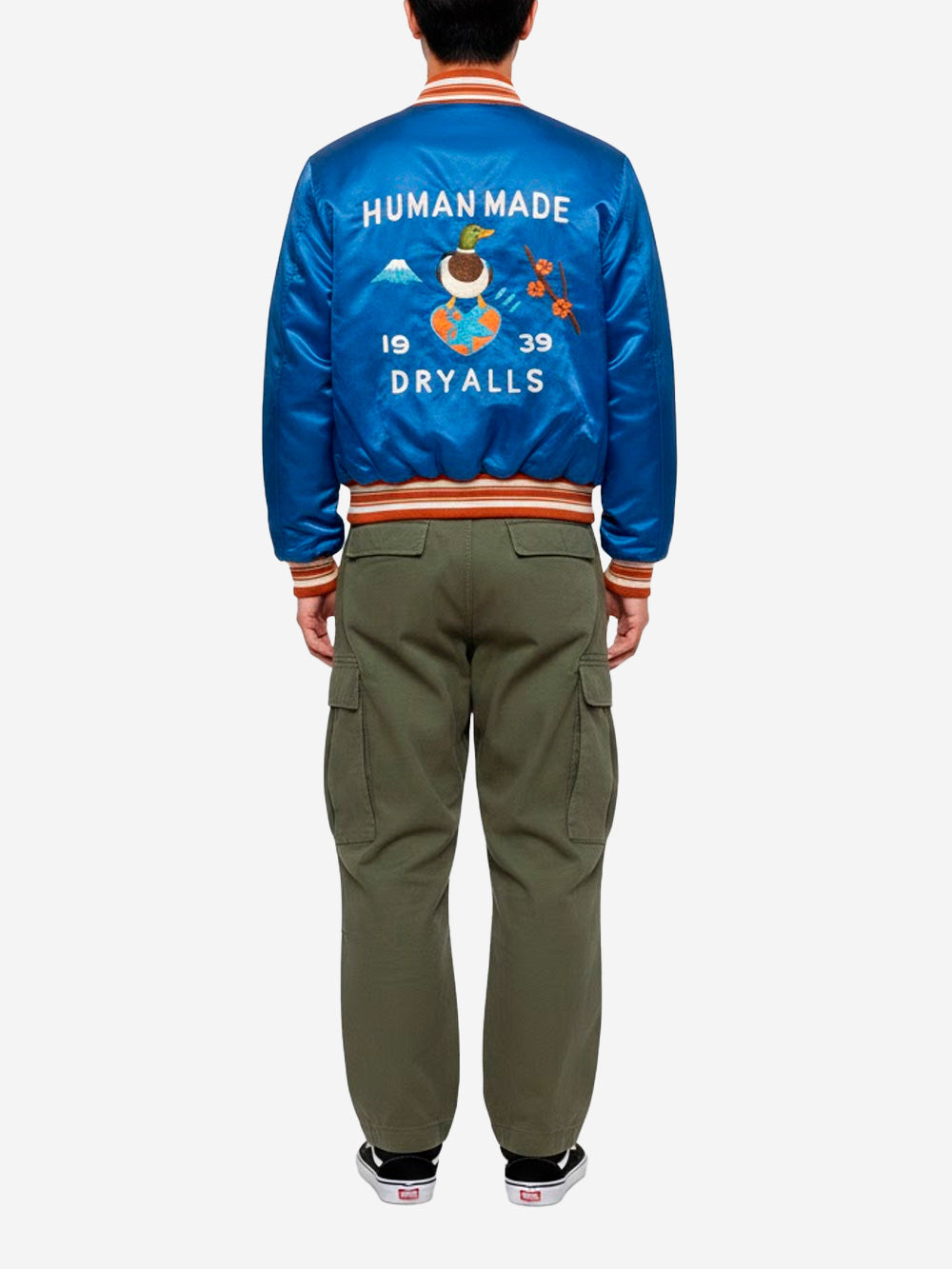 HUMAN MADE Giacca satinata blu con grafiche ricamate Blu Urbanstaroma