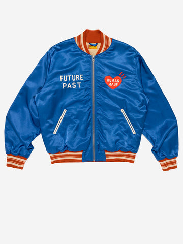 HUMAN MADE Giacca satinata blu con grafiche ricamate Blu