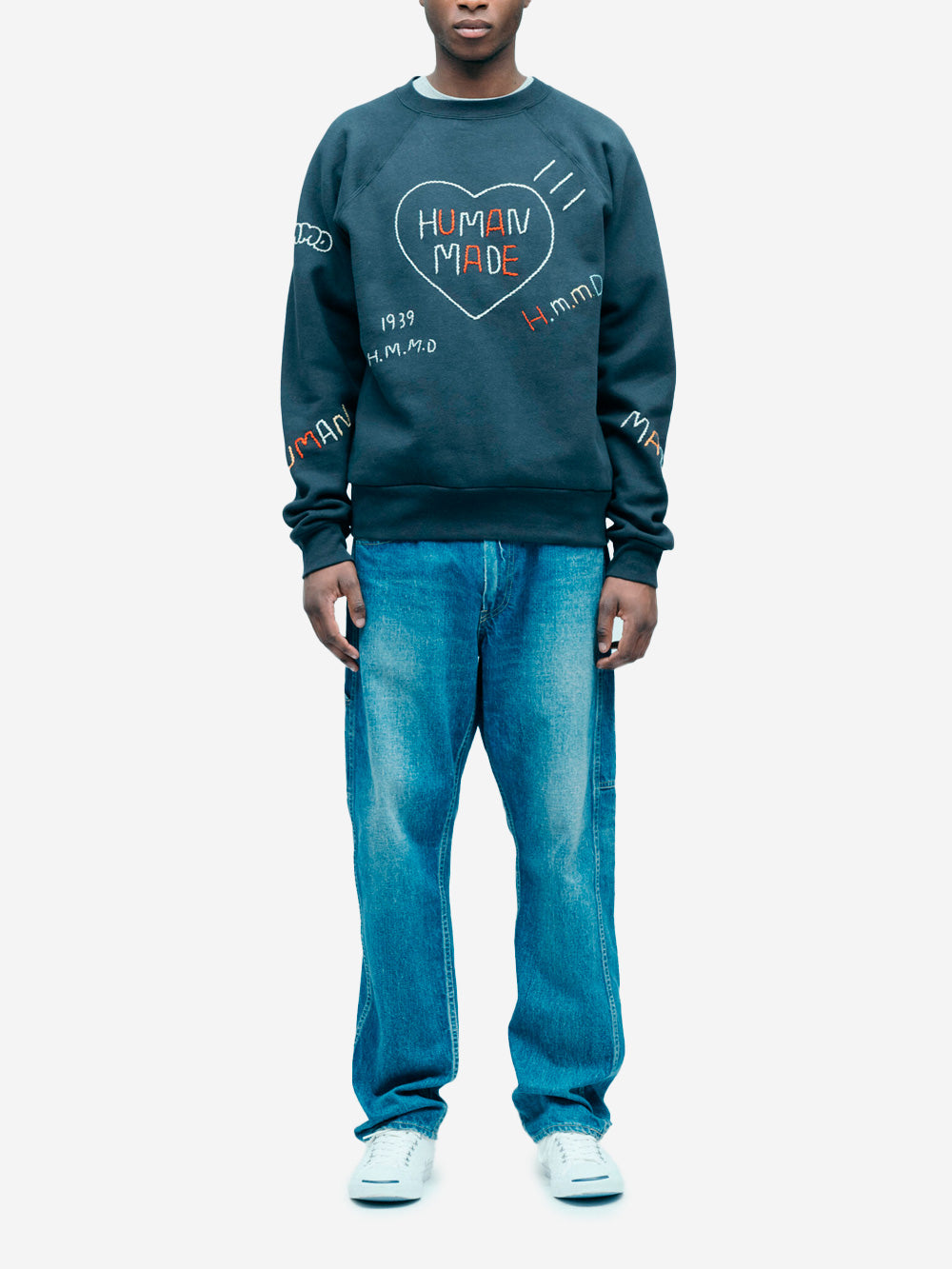 HUMAN MADE Jeans cimosati straight 'Futura' lavaggio indigo chiaro Denim Urbanstaroma