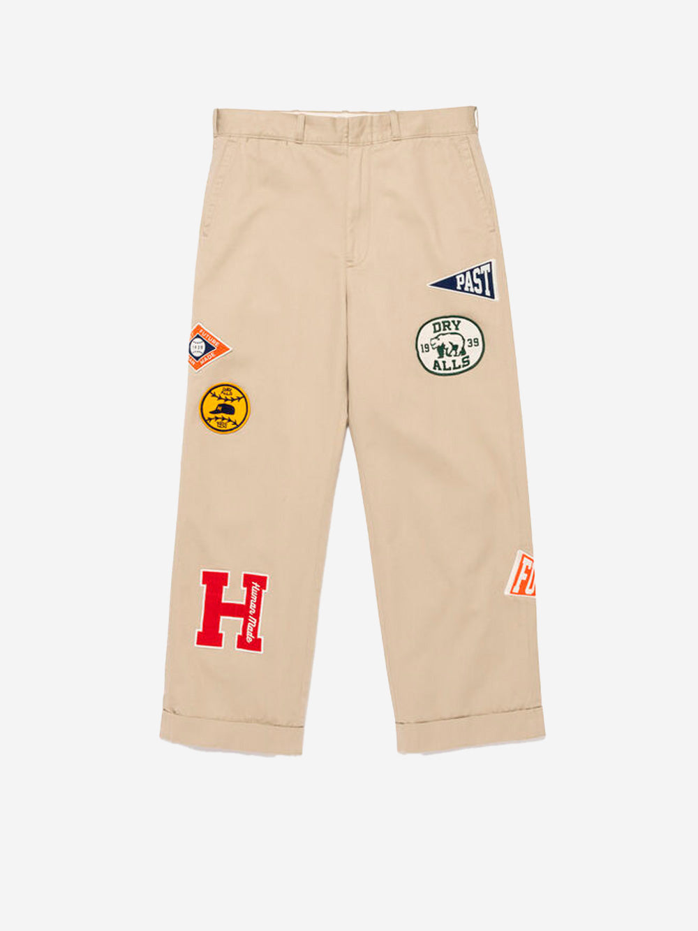 HUMAN MADE Pantaloni beige College con ricami Beige Urbanstaroma