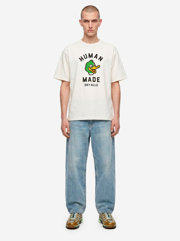 HUMAN MADE T-shirt in cotone bianco con grafica e colletto rinforzato Bianco