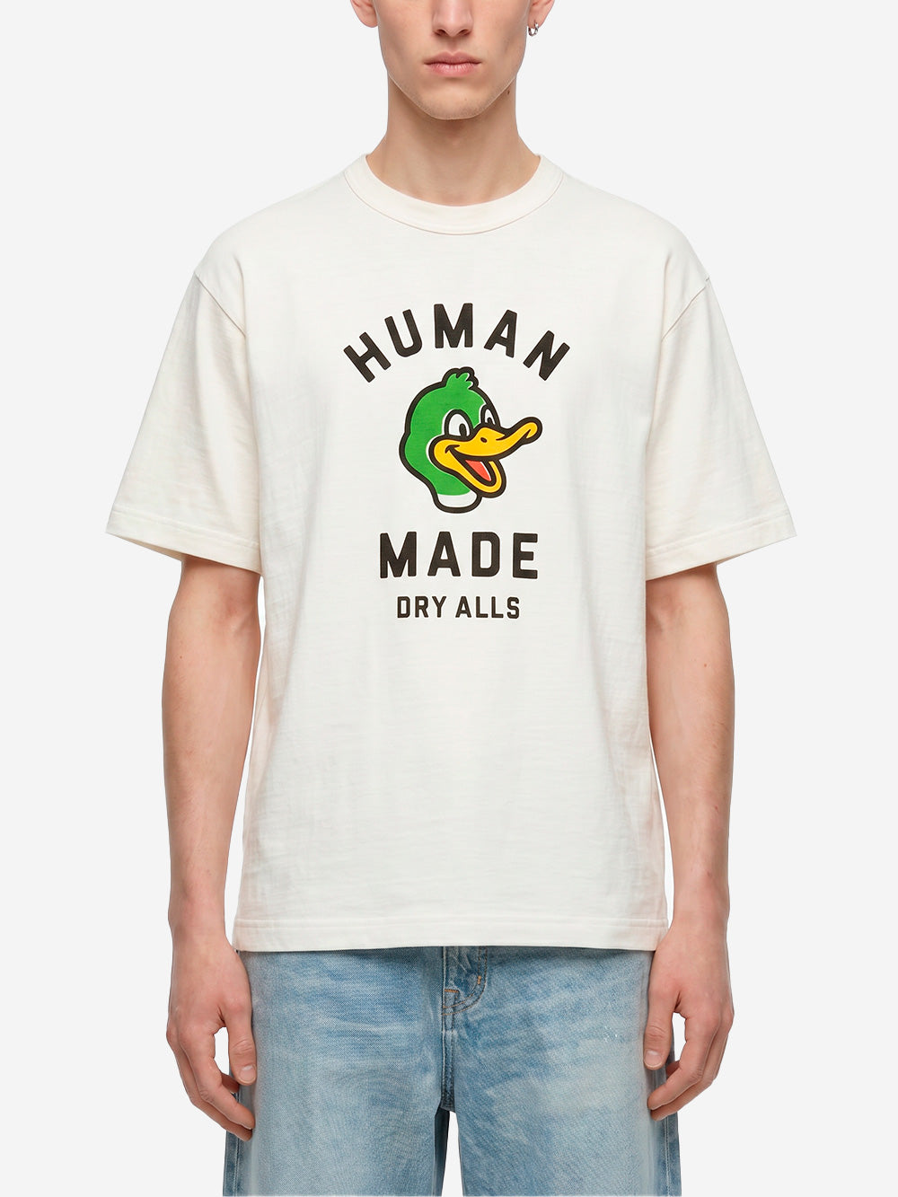 HUMAN MADE T-shirt in cotone bianco con grafica e colletto rinforzato Bianco Urbanstaroma