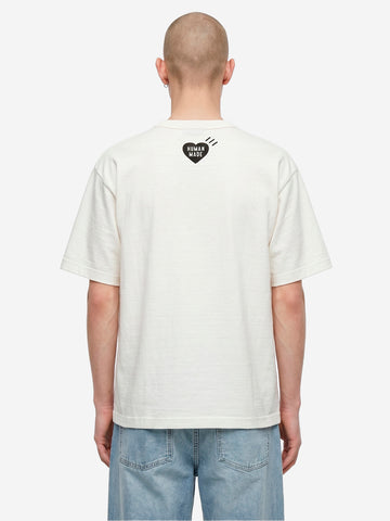HUMAN MADE T-shirt in cotone bianco con grafica e colletto rinforzato Bianco