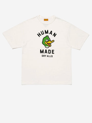 HUMAN MADE T-shirt in cotone bianco con grafica e colletto rinforzato Bianco