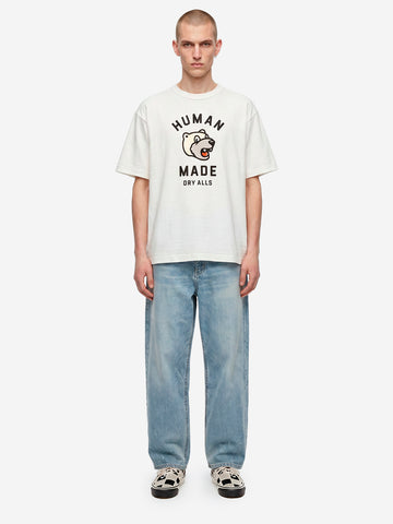 HUMAN MADE T-shirt in cotone bianco con grafica bear e colletto rinforzato Bianco