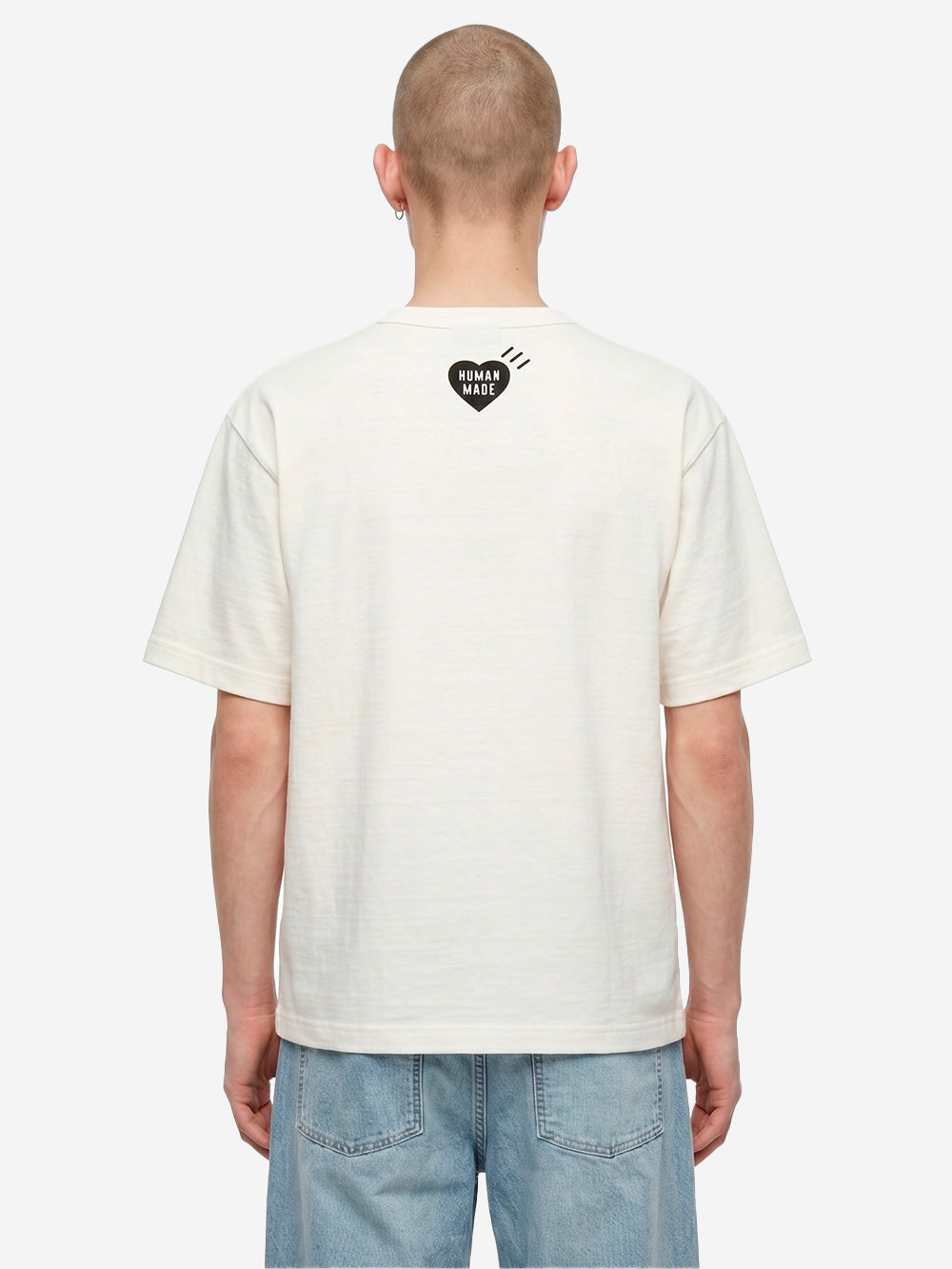 HUMAN MADE T-shirt in cotone bianco con grafica bear e colletto rinforzato Bianco Urbanstaroma
