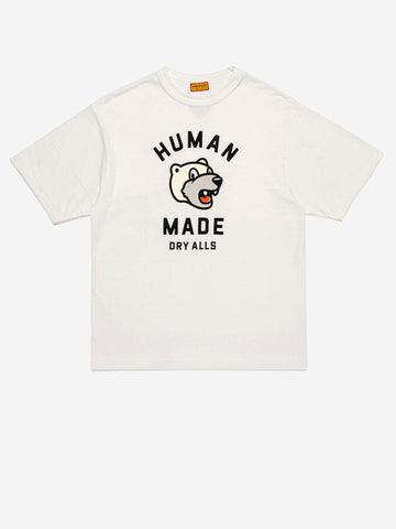 HUMAN MADE T-shirt in cotone bianco con grafica bear e colletto rinforzato Bianco
