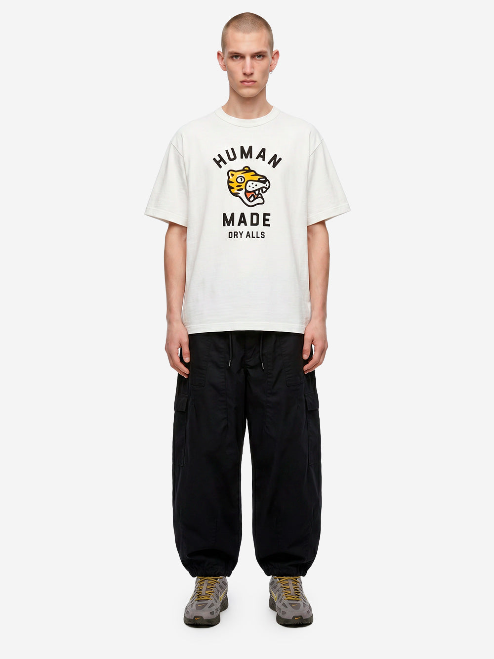 HUMAN MADE T-shirt in cotone bianco con grafica tiger e colletto rinforzato Bianco Urbanstaroma