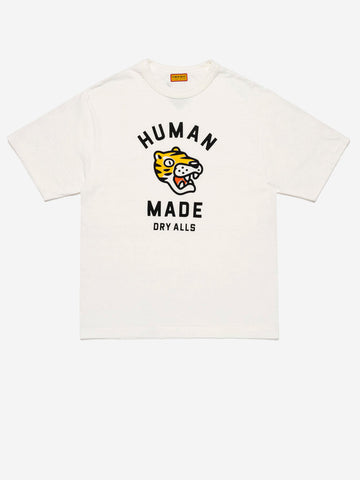 HUMAN MADE T-shirt in cotone bianco con grafica tiger e colletto rinforzato Bianco