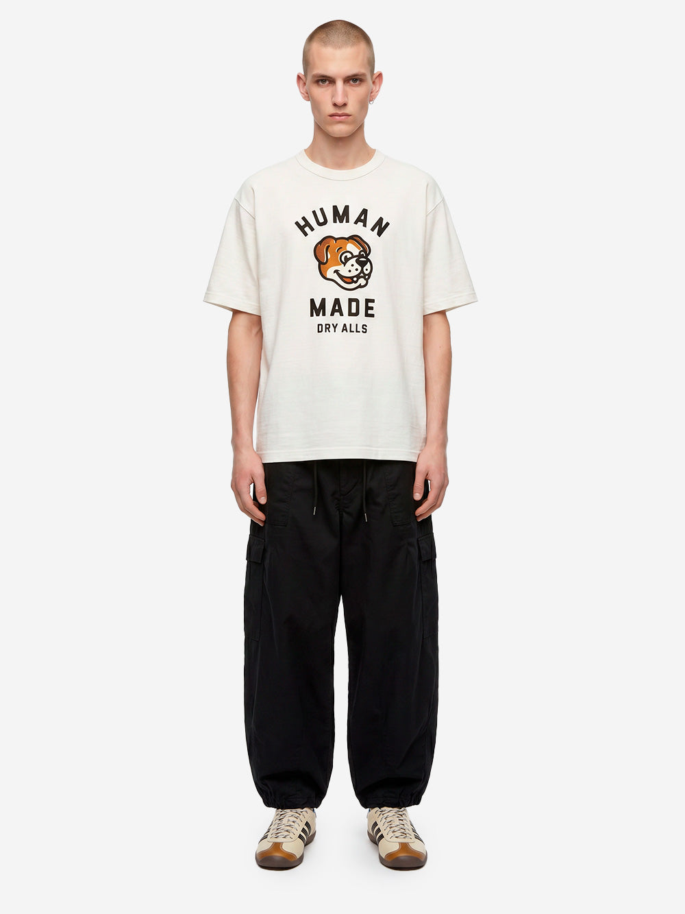 HUMAN MADE T-shirt in cotone bianco con grafica dog e colletto rinforzato Bianco Urbanstaroma