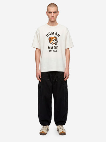 HUMAN MADE T-shirt in cotone bianco con grafica dog e colletto rinforzato Bianco