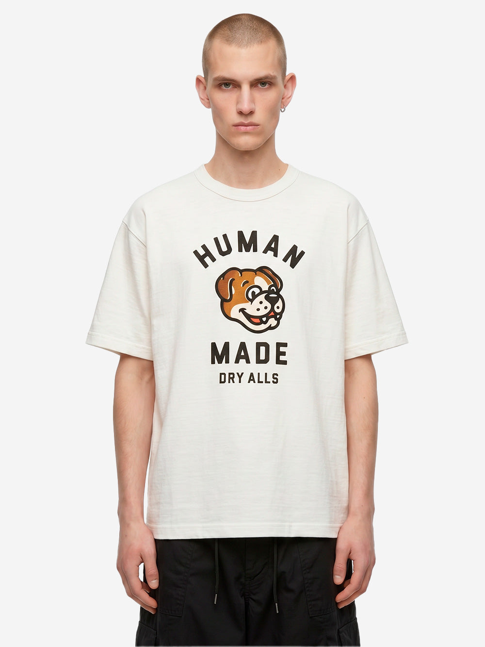 HUMAN MADE T-shirt in cotone bianco con grafica dog e colletto rinforzato Bianco Urbanstaroma