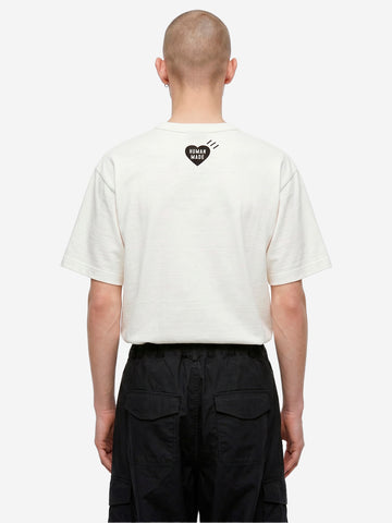 HUMAN MADE T-shirt in cotone bianco con grafica dog e colletto rinforzato Bianco