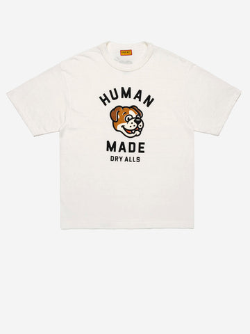 HUMAN MADE T-shirt in cotone bianco con grafica dog e colletto rinforzato Bianco