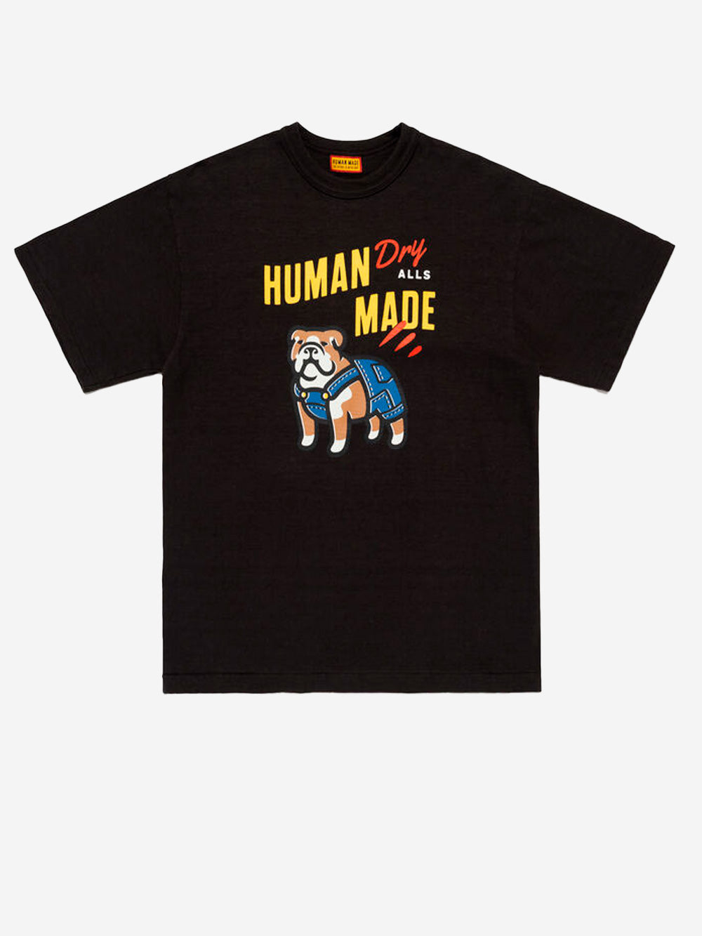 HUMAN MADE T-shirt nera in cotone fiammato con grafica Bulldog Nero Urbanstaroma