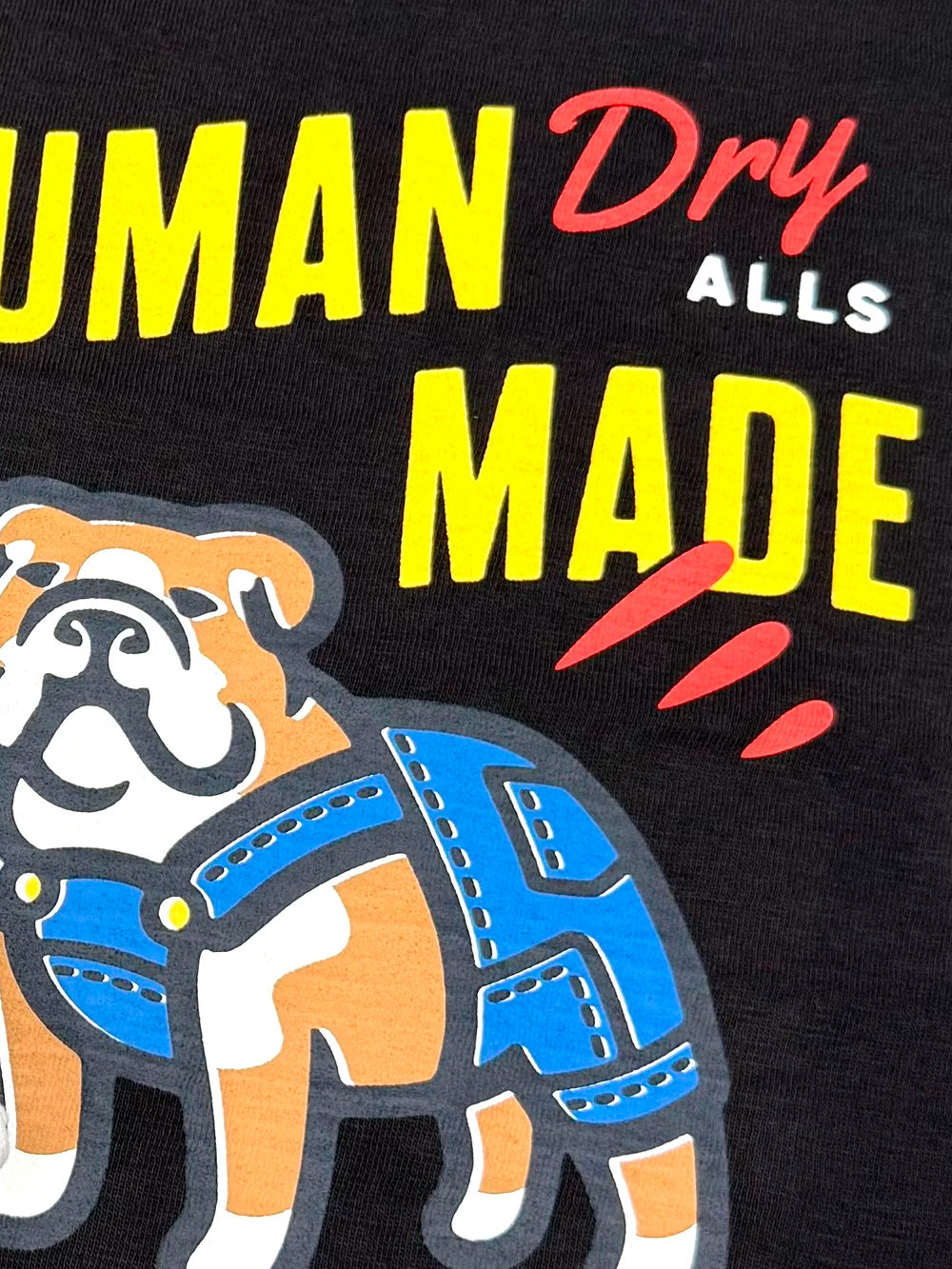 HUMAN MADE T-shirt nera in cotone fiammato con grafica Bulldog Nero Urbanstaroma
