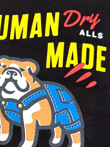 HUMAN MADE T-shirt nera in cotone fiammato con grafica Bulldog Nero
