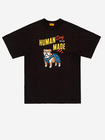 HUMAN MADE T-shirt nera in cotone fiammato con grafica Bulldog Nero
