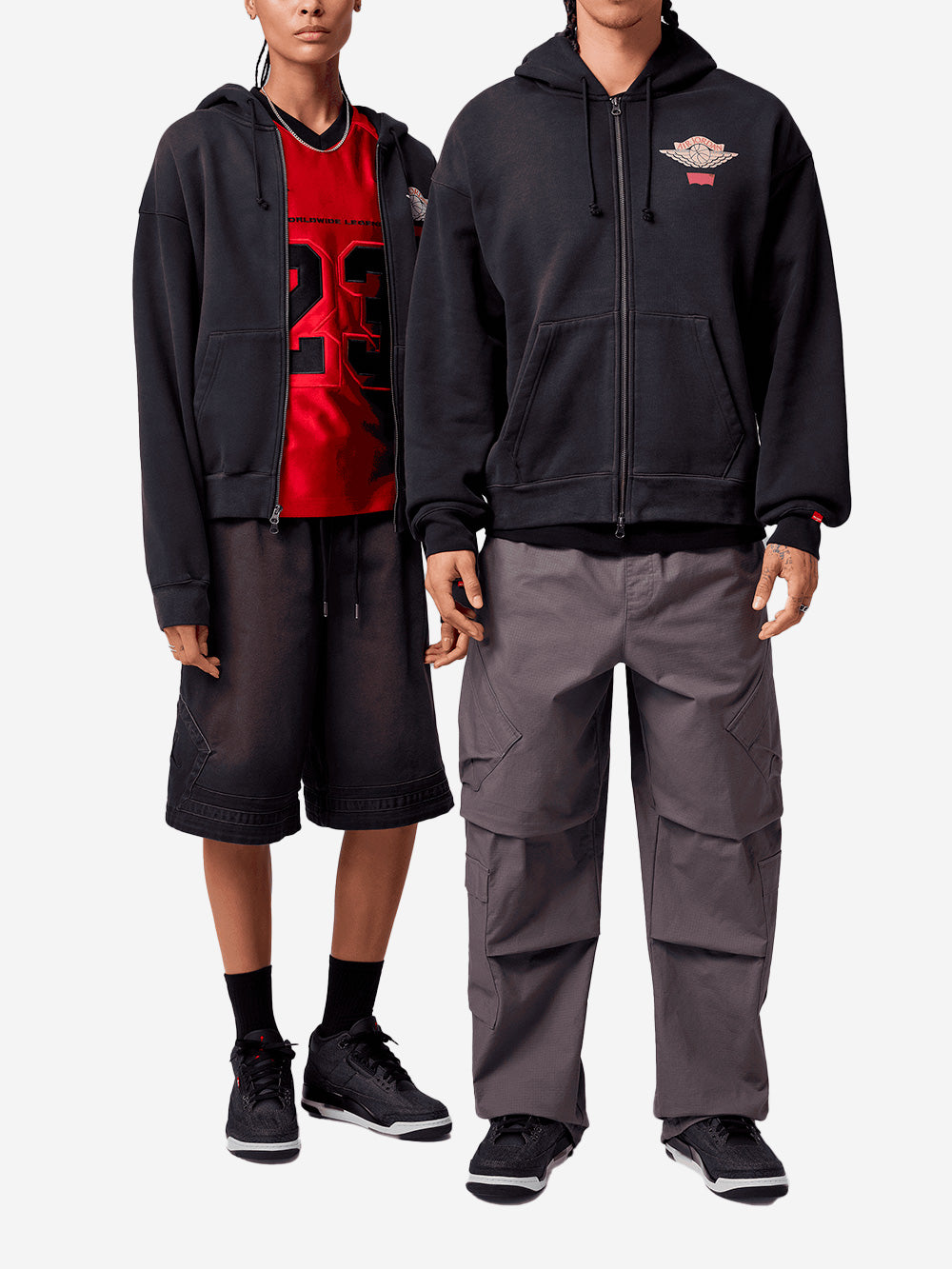 JORDAN Felpa con cappuccio nera e zip a due vie x Levi's Nero Urbanstaroma