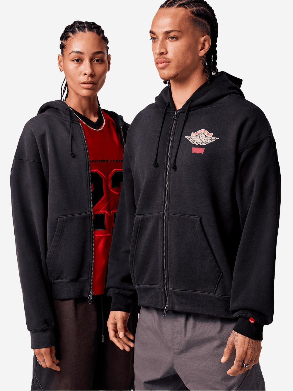 JORDAN Felpa con cappuccio nera e zip a due vie x Levi's Nero Urbanstaroma