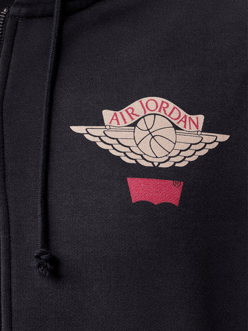 JORDAN Felpa con cappuccio nera e zip a due vie x Levi's Nero