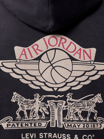 JORDAN Felpa con cappuccio nera e zip a due vie x Levi's Nero