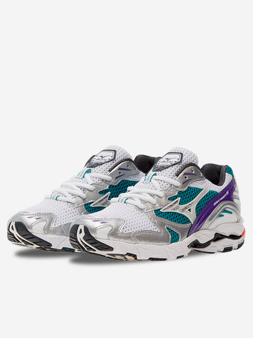 MIZUNO SL Wave Rider 10 bianche e argento con teal blue Multicolor
