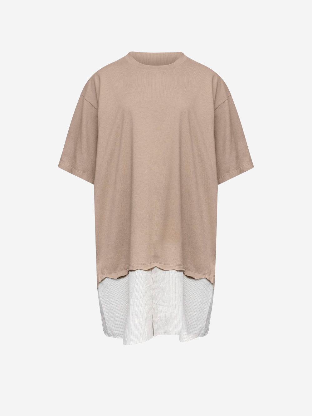 MM6 MAISON MARGIELA Mini abito in jersey di cotone a maniche corte con inserto a righe Beige Urbanstaroma