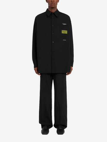 MM6 MAISON MARGIELA Camicia in misto lana nera con etichette e stitch sul retro Nero