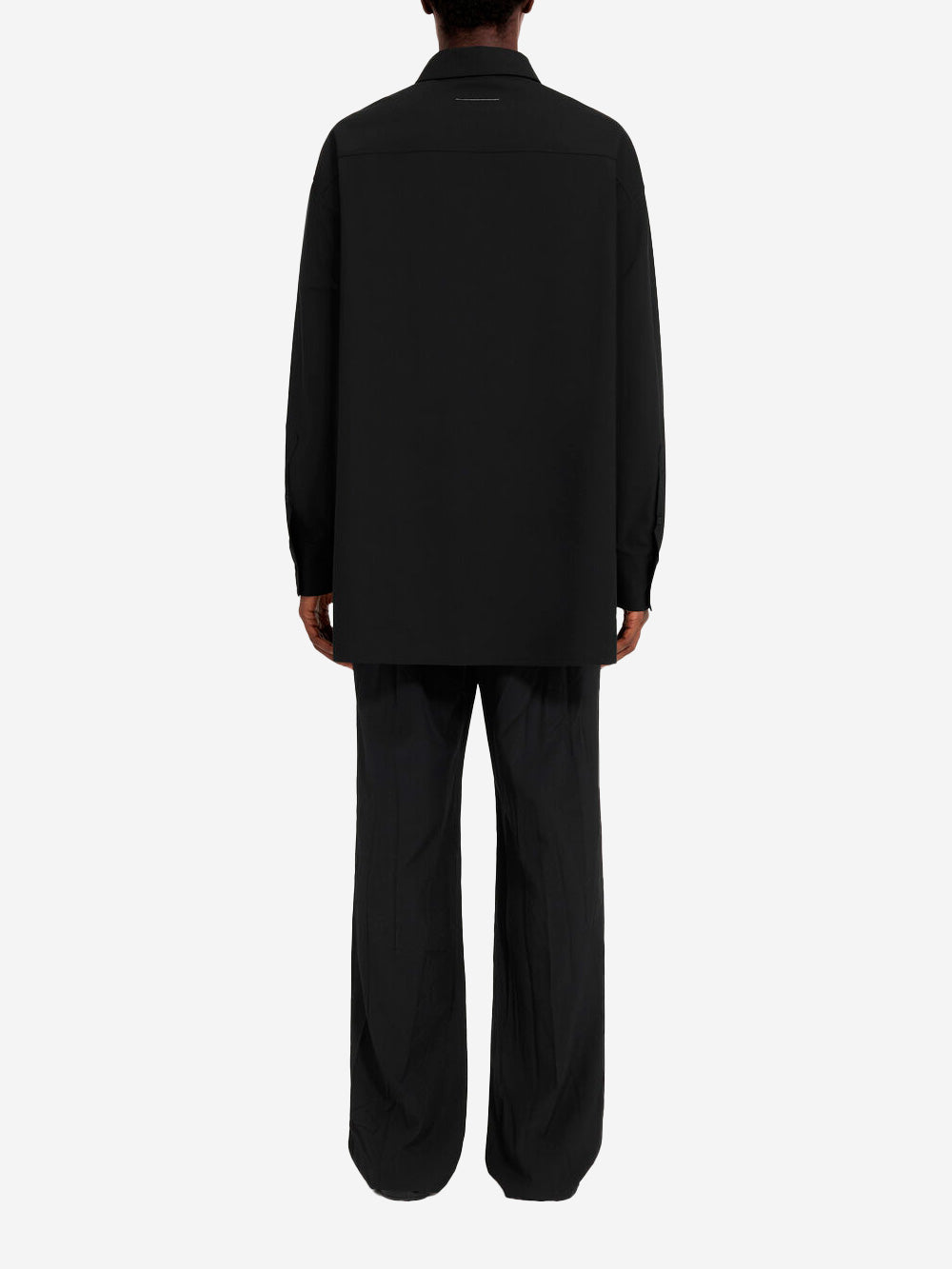 MM6 MAISON MARGIELA Camicia in misto lana nera con etichette e stitch sul retro Nero Urbanstaroma