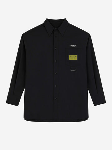 MM6 MAISON MARGIELA Camicia in misto lana nera con etichette e stitch sul retro Nero