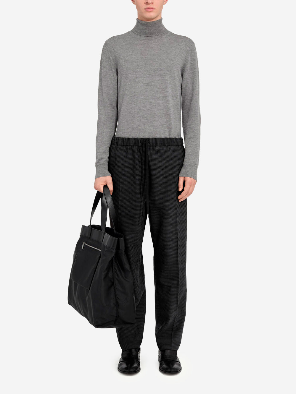 MM6 MAISON MARGIELA Pantaloni sartoriali a gamba larga in misto lana con coulisse Nero Urbanstaroma