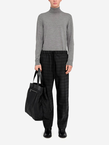 MM6 MAISON MARGIELA Pantaloni sartoriali a gamba larga in misto lana con coulisse Nero
