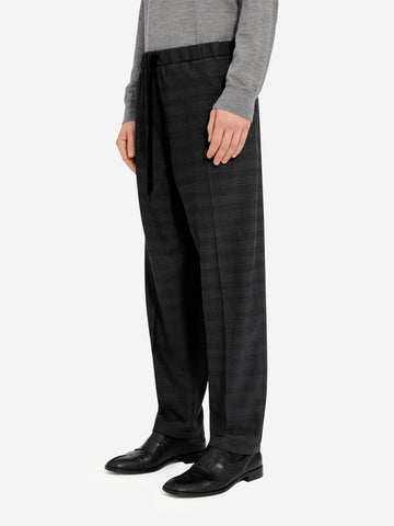 MM6 MAISON MARGIELA Pantaloni sartoriali a gamba larga in misto lana con coulisse Nero