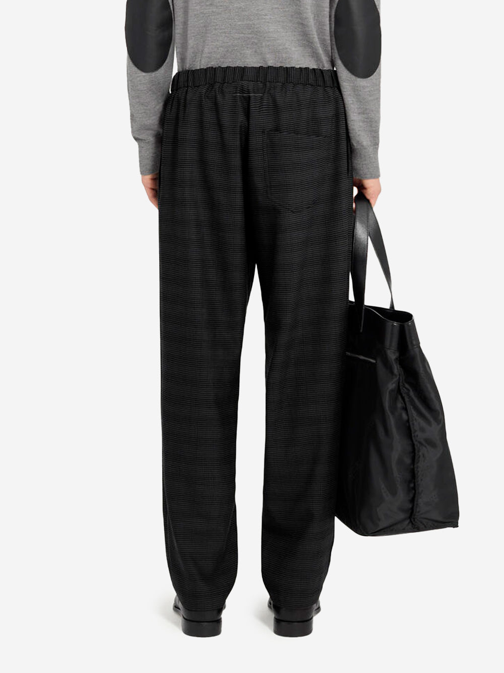 MM6 MAISON MARGIELA Pantaloni sartoriali a gamba larga in misto lana con coulisse Nero Urbanstaroma