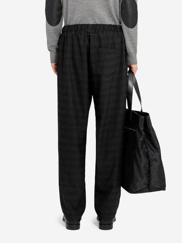 MM6 MAISON MARGIELA Pantaloni sartoriali a gamba larga in misto lana con coulisse Nero