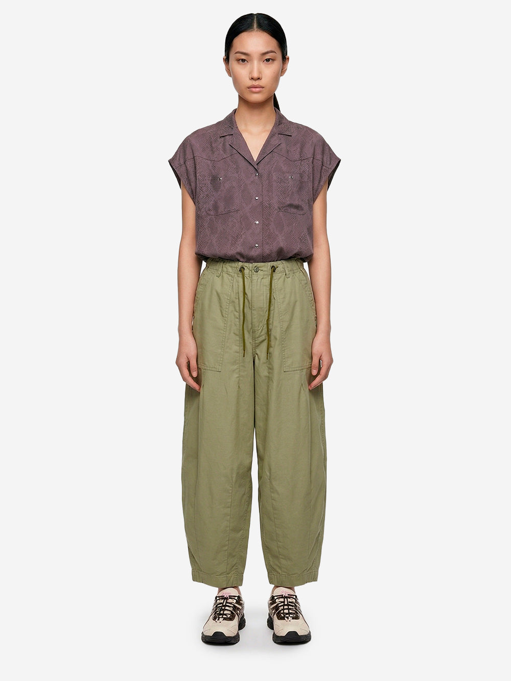 NEEDLES Pantaloni HD Fatigue balloon verde oliva Oliva Urbanstaroma