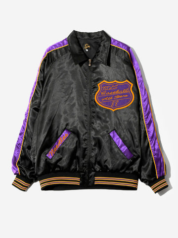 Chaqueta Stadium en tejido satinado negro con bordados