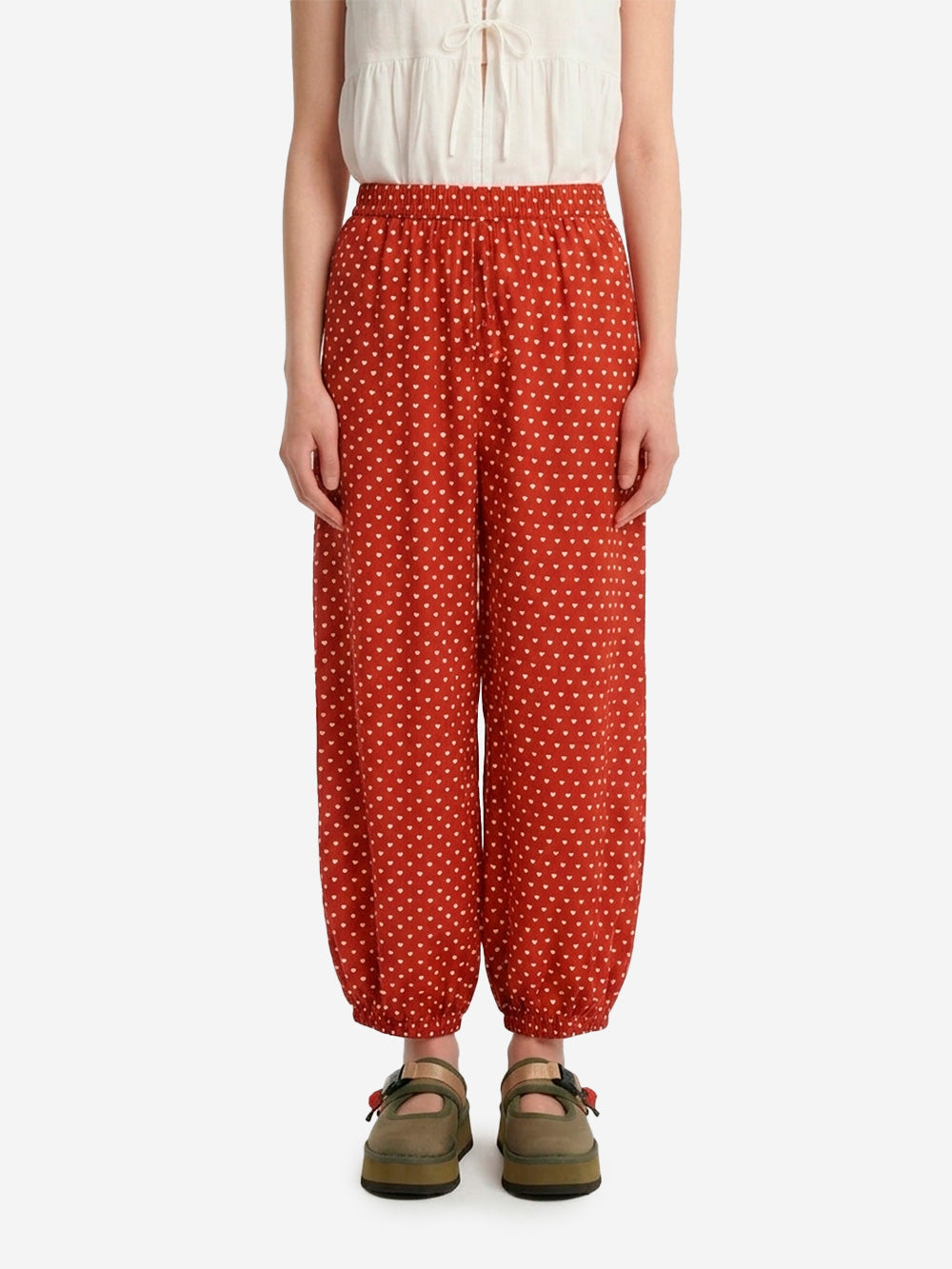 NEEDLES Pantaloni HD in misto rayon con jacquard a cuori Rosso bianco Urbanstaroma