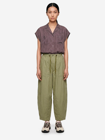 Blusa stile cowboy con maniche francesi e jacquard pitonato viola